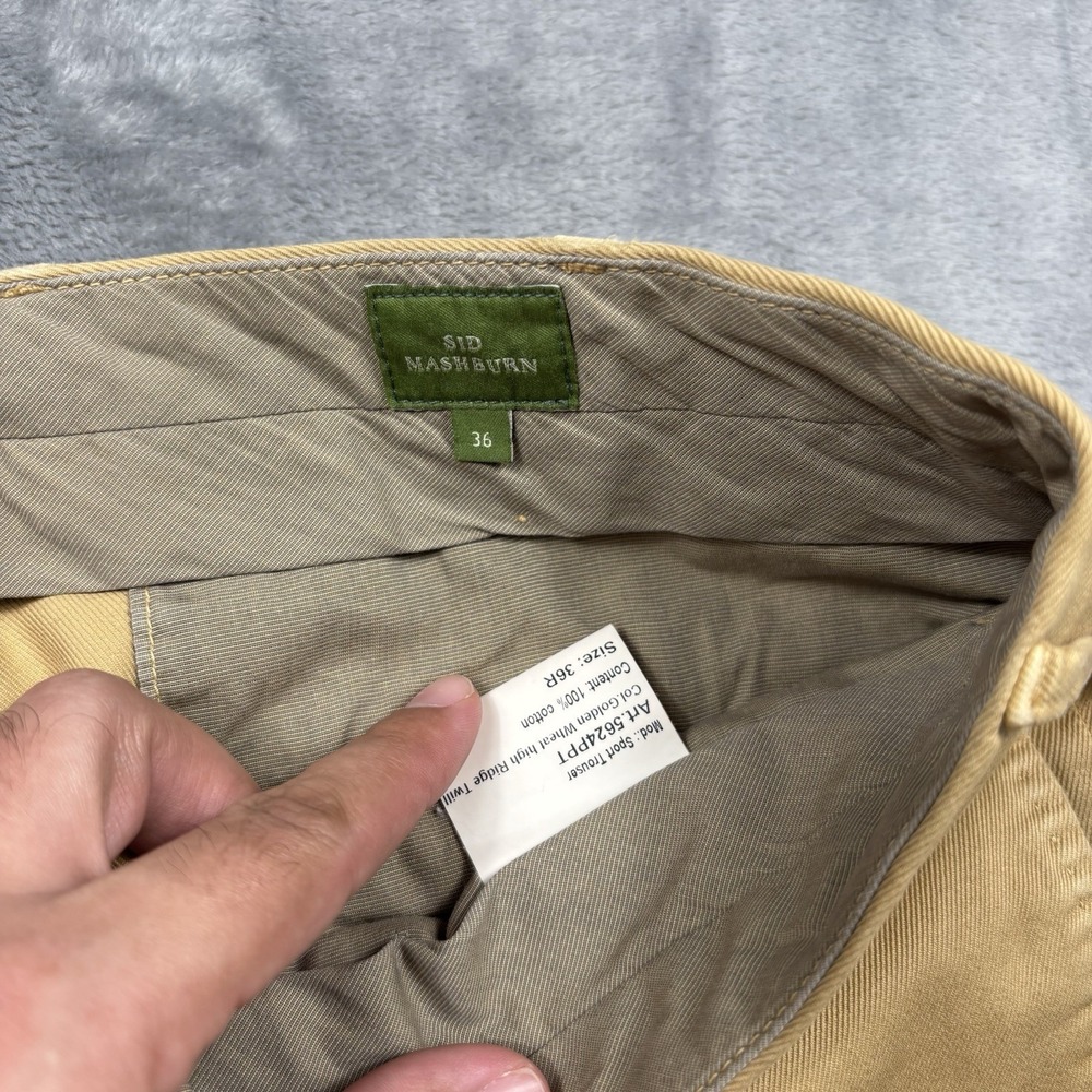 Sid Mashburn Sport Trouser Chino Pants Men's 36x32 Khaki Tan Cotton Slim - Picture 2 of 7
